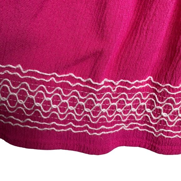 Torrid Pink Smocked Tiered Stretchy Blouse / Tank‎ Embroidered Details Size 2 - Picture 3 of 8
